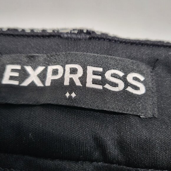 Express Womens Pants Columnist Ankle Size 4 Knit Mid Rise Herringbone Print NWT - Picture 4 of 16